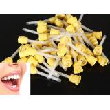 200set Disposable Dental Impression Mixing Tip 4.2mm Silicone Rubber 1:1 With Oral Dental Impression Mixing Tips Yellow 