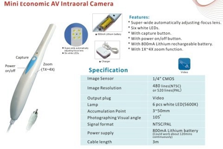 MAGENTA Dental Mini Video/RCA Rechargeable Intra Oral Camera Home Use MD870