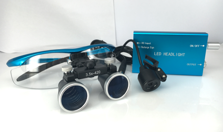 Dental Glasses 3.5x 420mm Surgical Medical Binocular Loupes With 3W HeadLight 