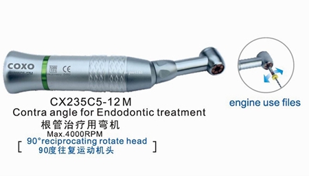Dental 10:1 Reduction 90º Reciprocating Move Contra Angle Engine For Endodontic Treatment